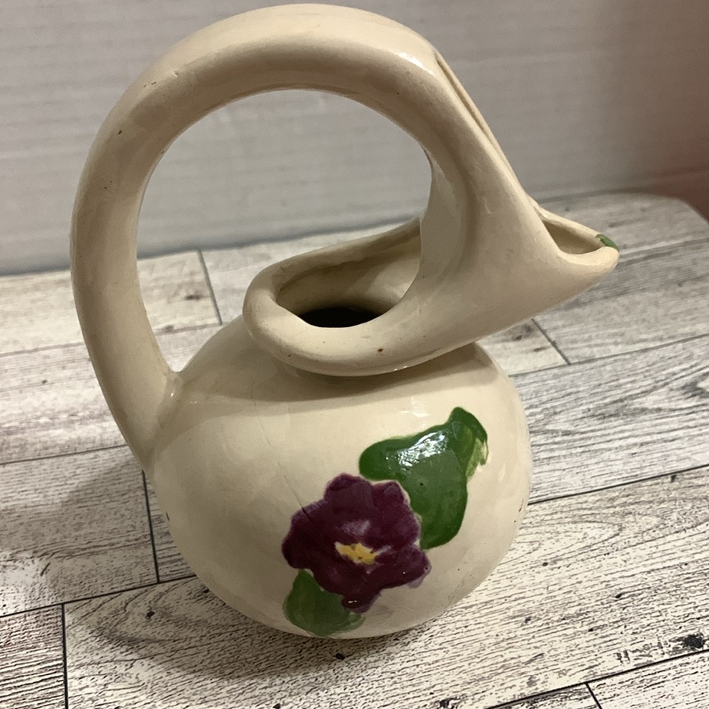 Honey Pot w/ purple pansies - Picture 5 of 6